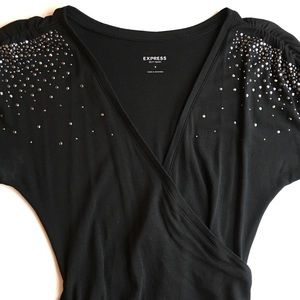 Express V Neck Faux Wrap Top